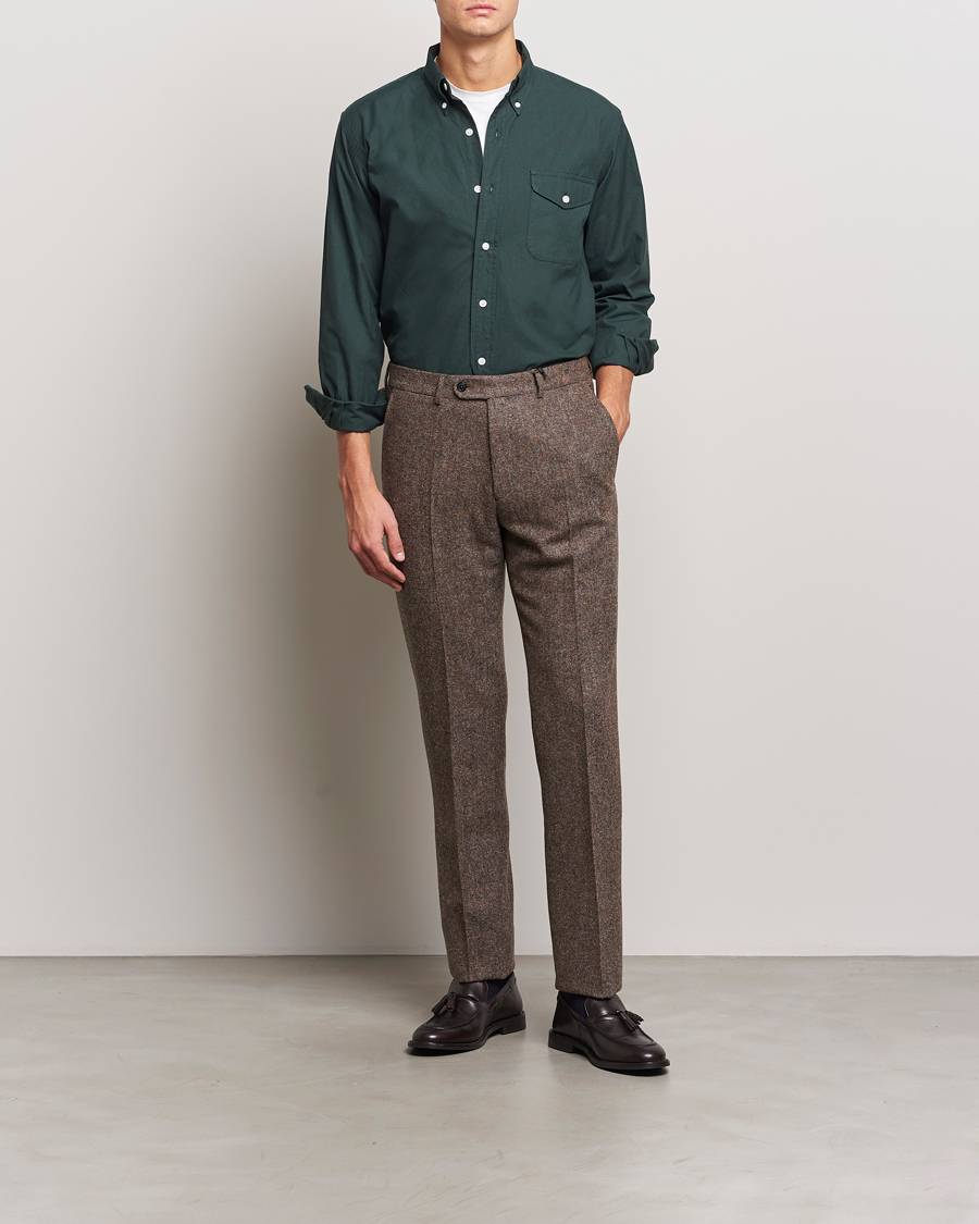 Herre | Skjorter | Kamakura Shirts | Vintage Ivy Flap Pocket Shirt Dark Green