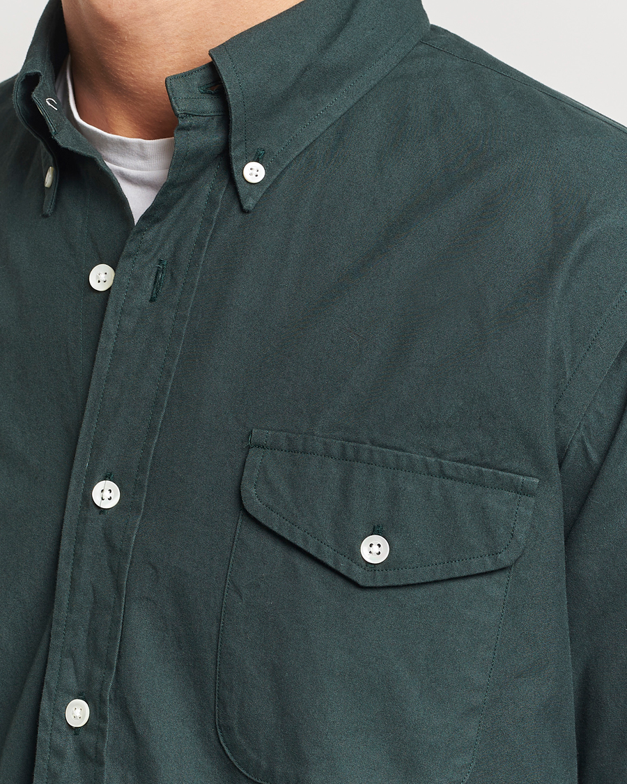 Herre | Skjorter | Kamakura Shirts | Vintage Ivy Flap Pocket Shirt Dark Green