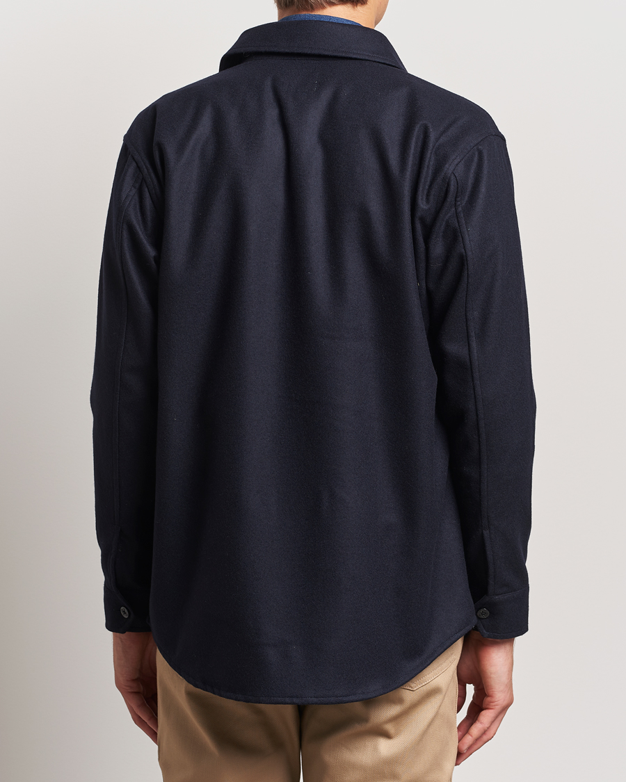Herre | Skjorter | Kamakura Shirts | Wool Flannel CPO Shirt Navy