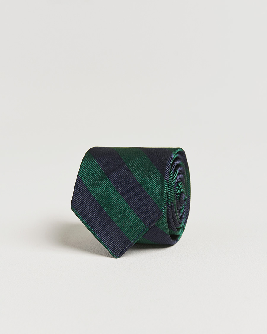 Herre | Slips | Kamakura Shirts | Vintage Ivy Regimental Stripe Silk Tie Navy/Green