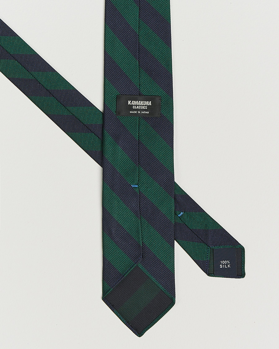 Herre | Kamakura Shirts Vintage Ivy Regimental Stripe Silk Tie Navy/Green | Kamakura Shirts | Vintage Ivy Regimental Stripe Silk Tie Navy/Green