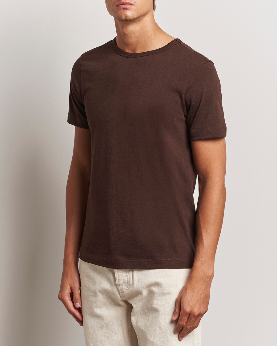 Herre | T-Shirts | Merz b. Schwanen | 1950s Classic Loopwheeled T-Shirt Coffee