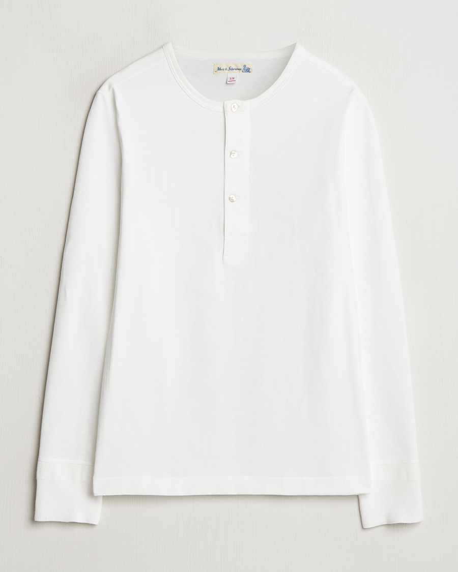 Herre | Gensere | Merz b. Schwanen | Classic Organic Cotton Henley Sweater White