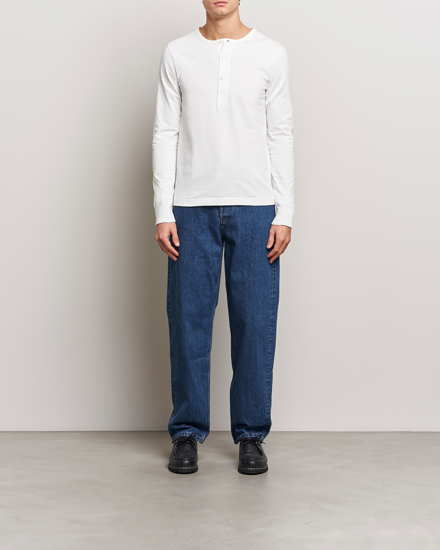 Herre | Gensere | Merz b. Schwanen | Classic Organic Cotton Henley Sweater White