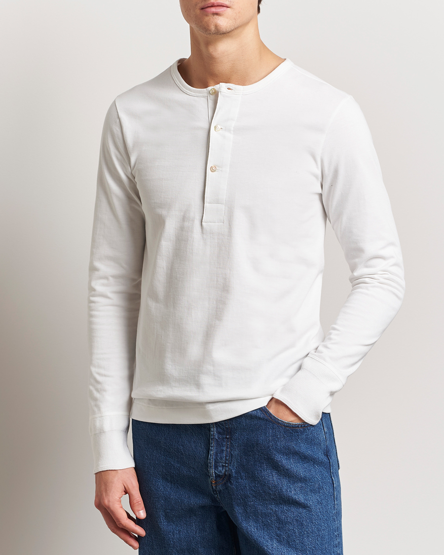 Herre | Gensere | Merz b. Schwanen | Classic Organic Cotton Henley Sweater White