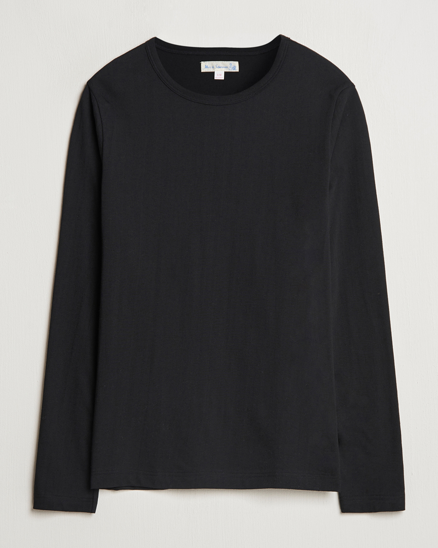Herre | T-Shirts | Merz b. Schwanen | 1950s Classic Loopwheeled Longsleeve T-Shirt Black