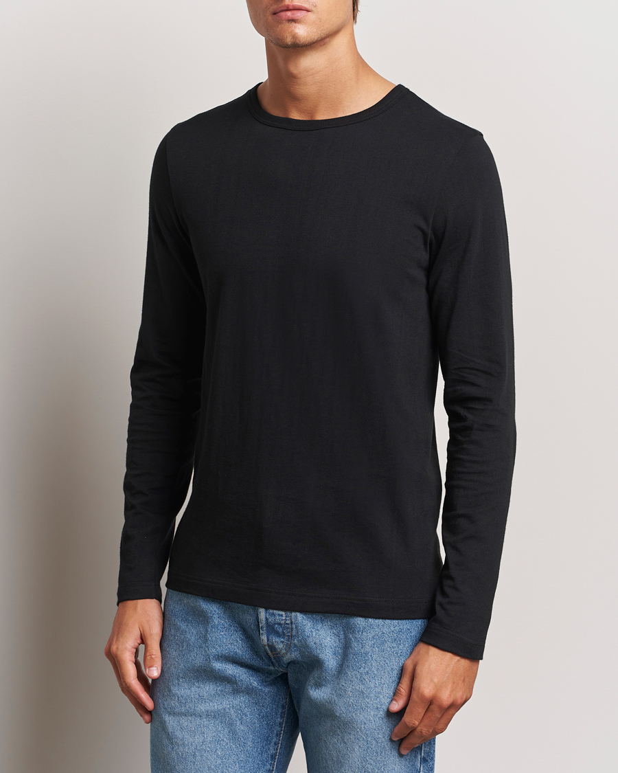 Herre | T-Shirts | Merz b. Schwanen | 1950s Classic Loopwheeled Longsleeve T-Shirt Black