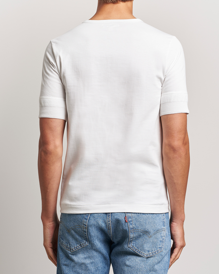 Herre | T-Shirts | Merz b. Schwanen | Short Sleeve Organic Cotton Henley White