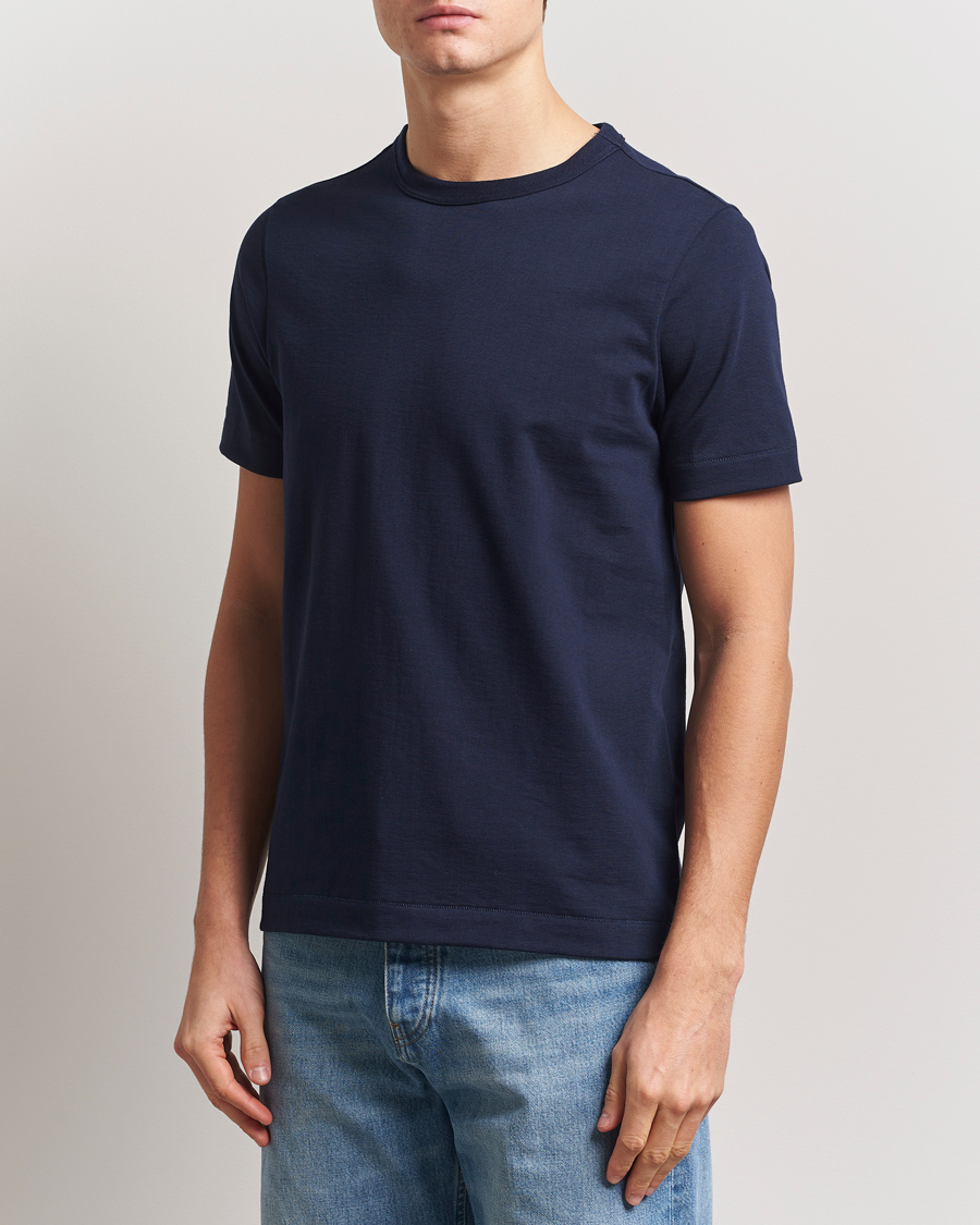 Herre | T-Shirts | Merz b. Schwanen | Relaxed Loopwheeled Sturdy T-Shirt Ink Blue