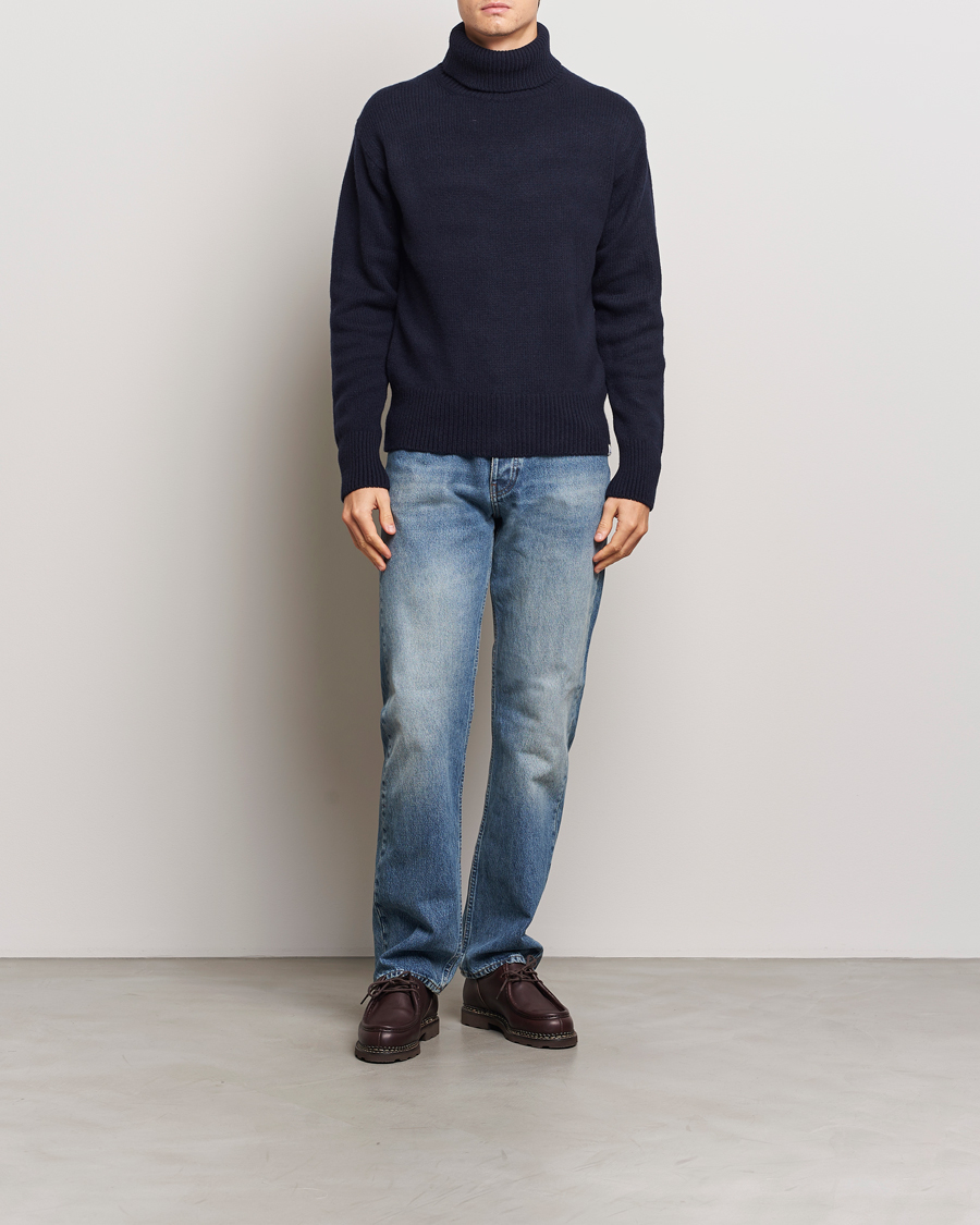 Herre | Gensere | Merz b. Schwanen | Merino/Cashmere Rollneck Dark Navy