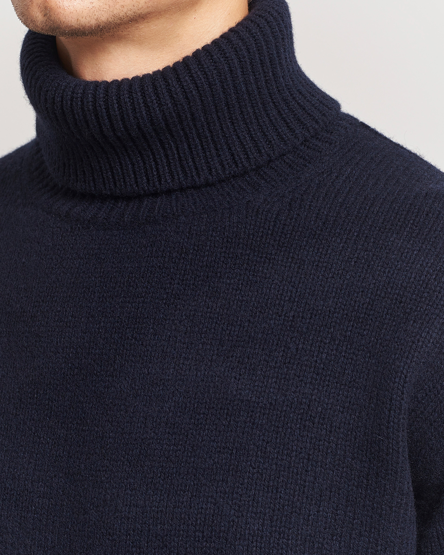 Herre | Gensere | Merz b. Schwanen | Merino/Cashmere Rollneck Dark Navy