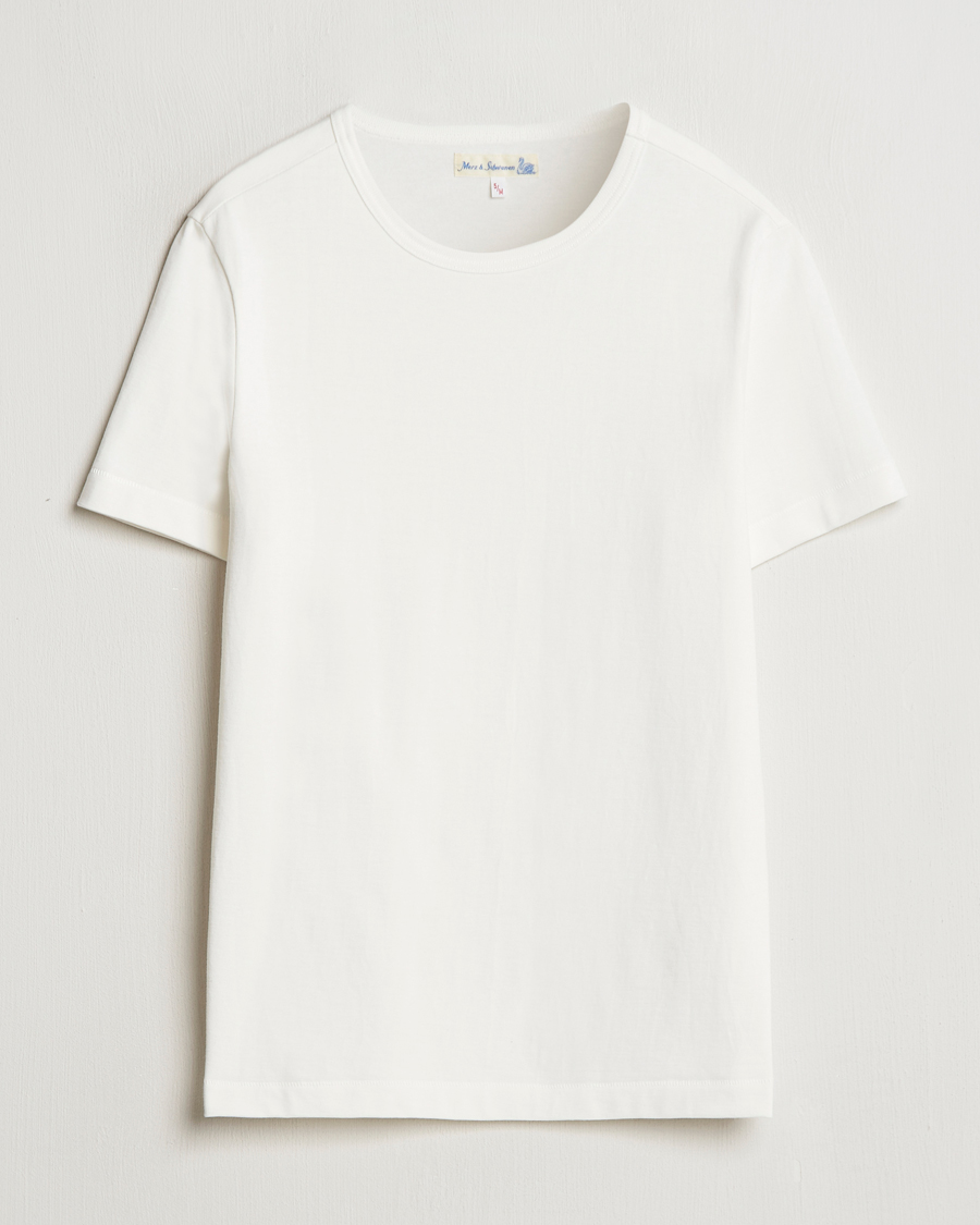 Herre | T-Shirts | Merz b. Schwanen | Classic Fit Loopwheeled T-Shirt White