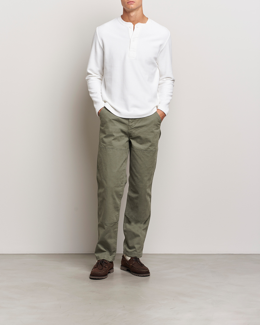 Herre | Gensere | BEAMS PLUS | Waffle Cotton Henley White