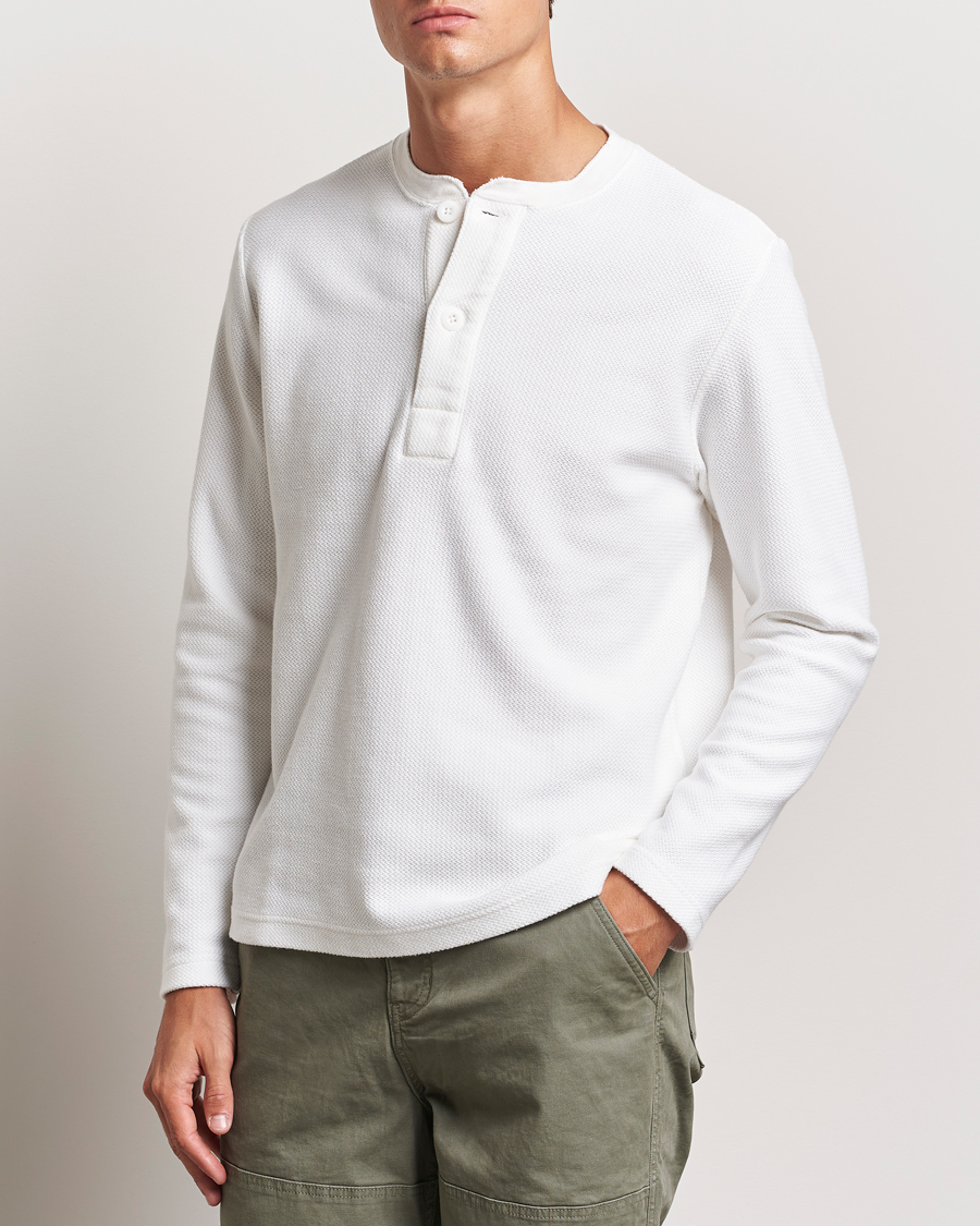 Herre | Gensere | BEAMS PLUS | Waffle Cotton Henley White