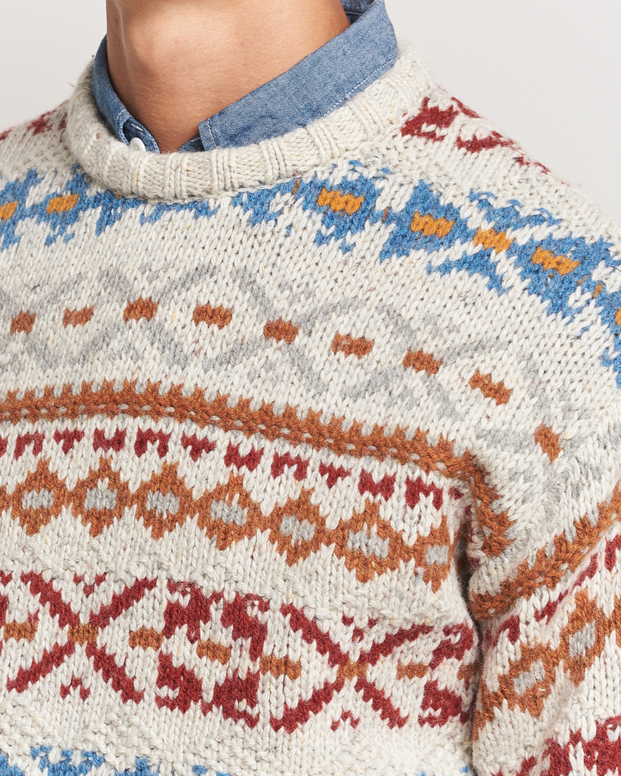 Herre | Gensere | BEAMS PLUS | Fair Isle Crew Neck Sweater Off White