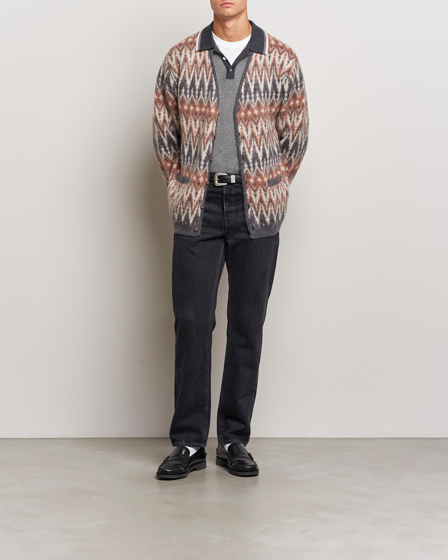 Herre | Gensere | BEAMS PLUS | Chevron Jacquard Cardigan Grey