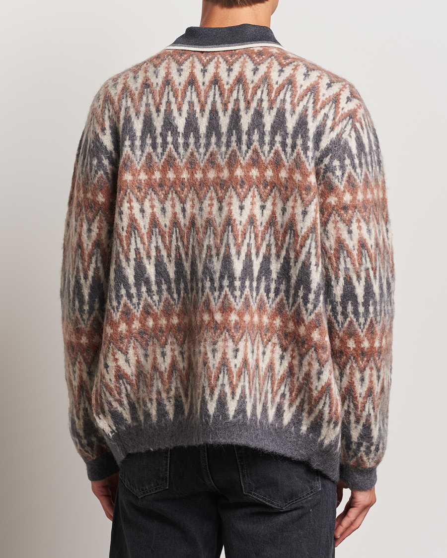 Herre | Gensere | BEAMS PLUS | Chevron Jacquard Cardigan Grey