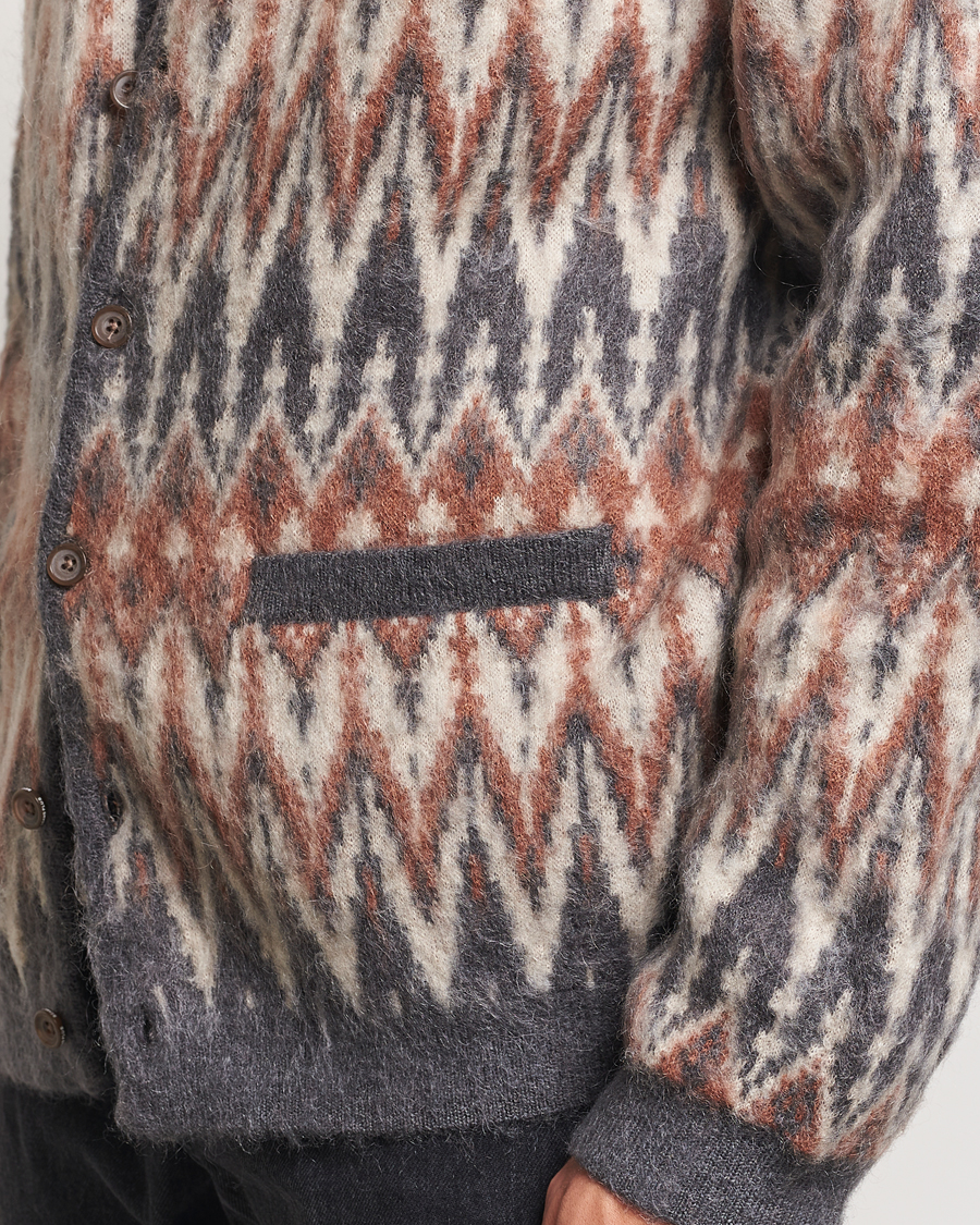 Herre | Gensere | BEAMS PLUS | Chevron Jacquard Cardigan Grey