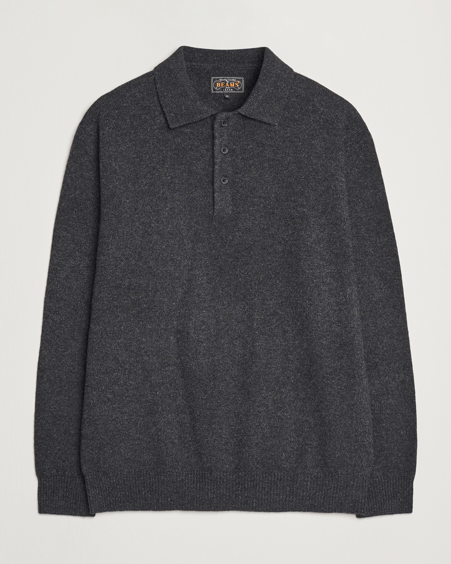 Herre | Gensere | BEAMS PLUS | Long Sleeve Knitted Polo Charcoal