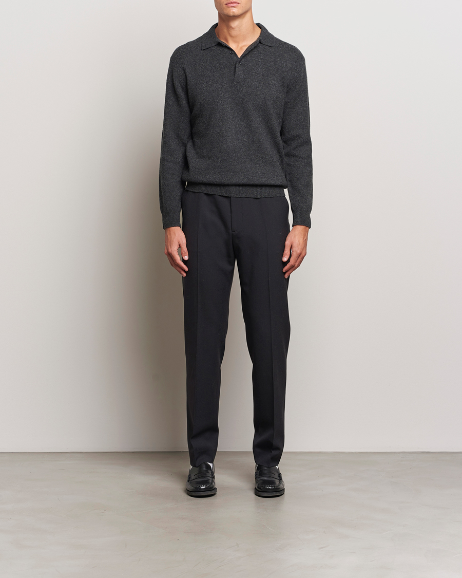 Herre | Gensere | BEAMS PLUS | Long Sleeve Knitted Polo Charcoal
