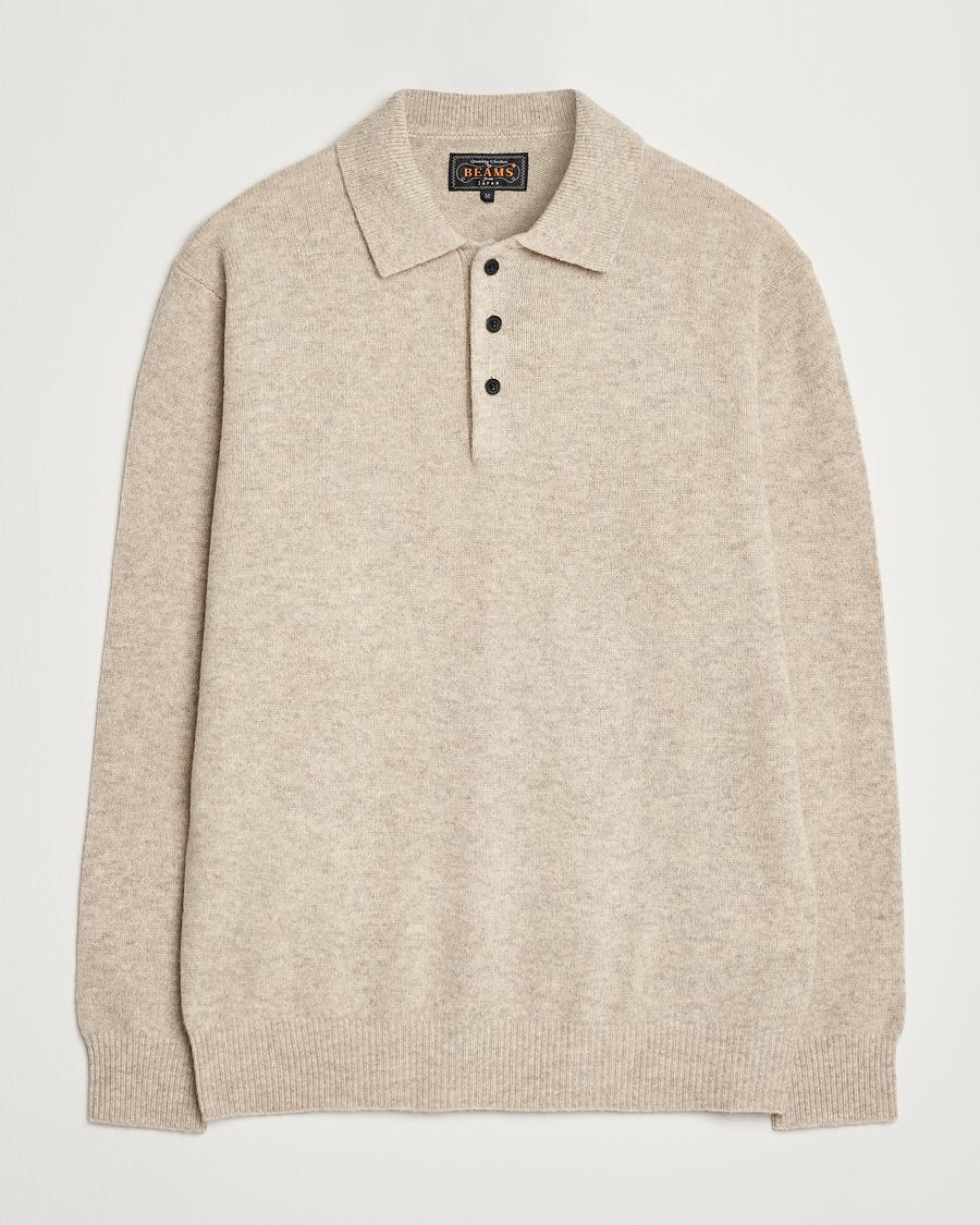 Herre | Gensere | BEAMS PLUS | Knitted Wool Polo Beige