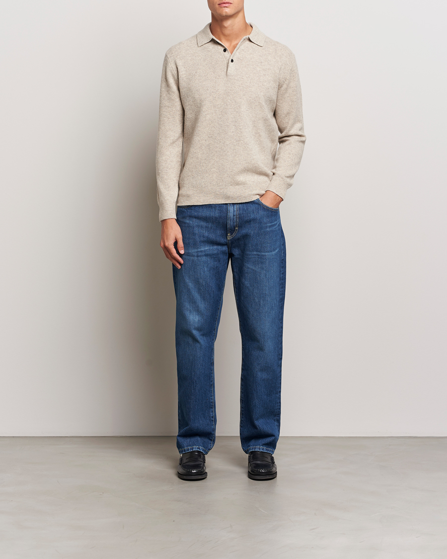 Herre | Gensere | BEAMS PLUS | Knitted Wool Polo Beige