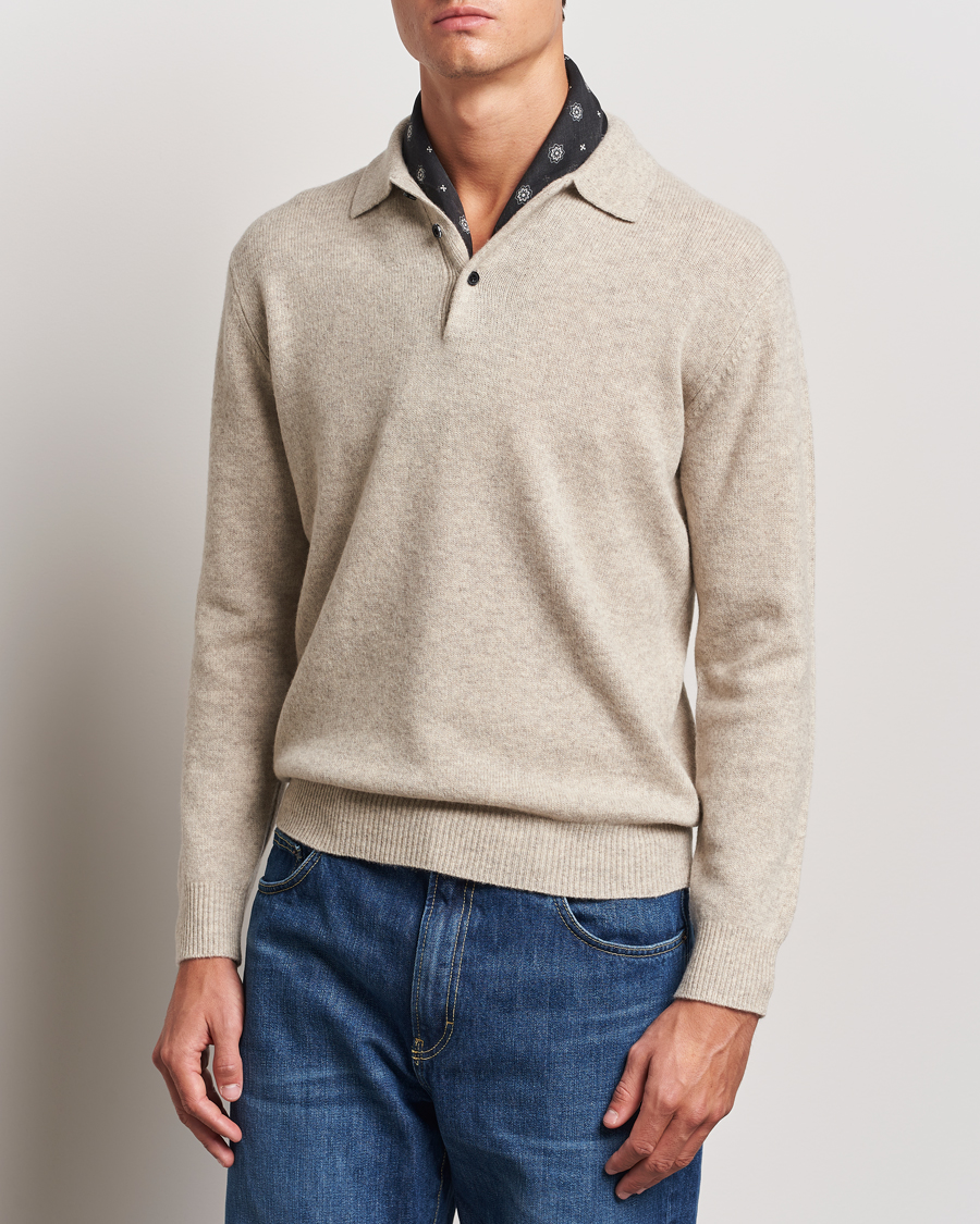 Herre | Gensere | BEAMS PLUS | Knitted Wool Polo Beige
