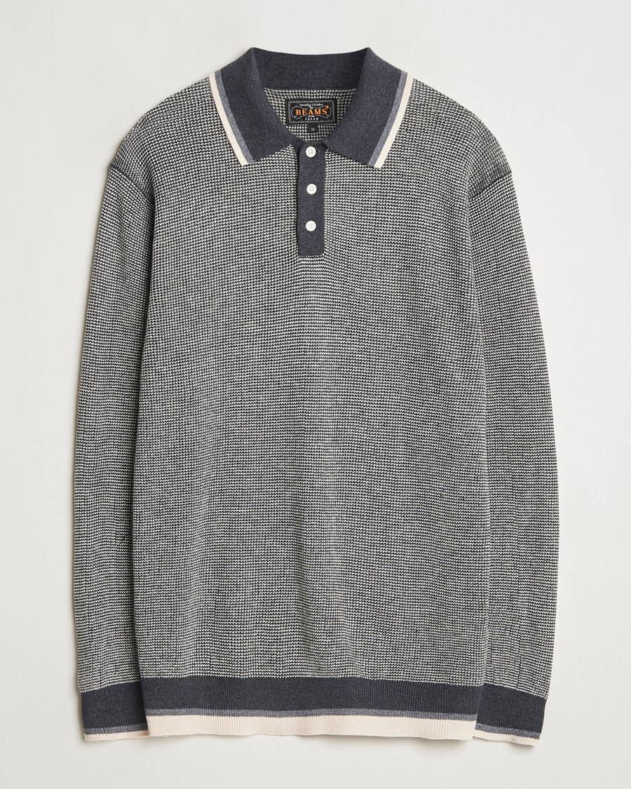 Herre | Gensere | BEAMS PLUS | Collar Line Knitted Polo Charcoal
