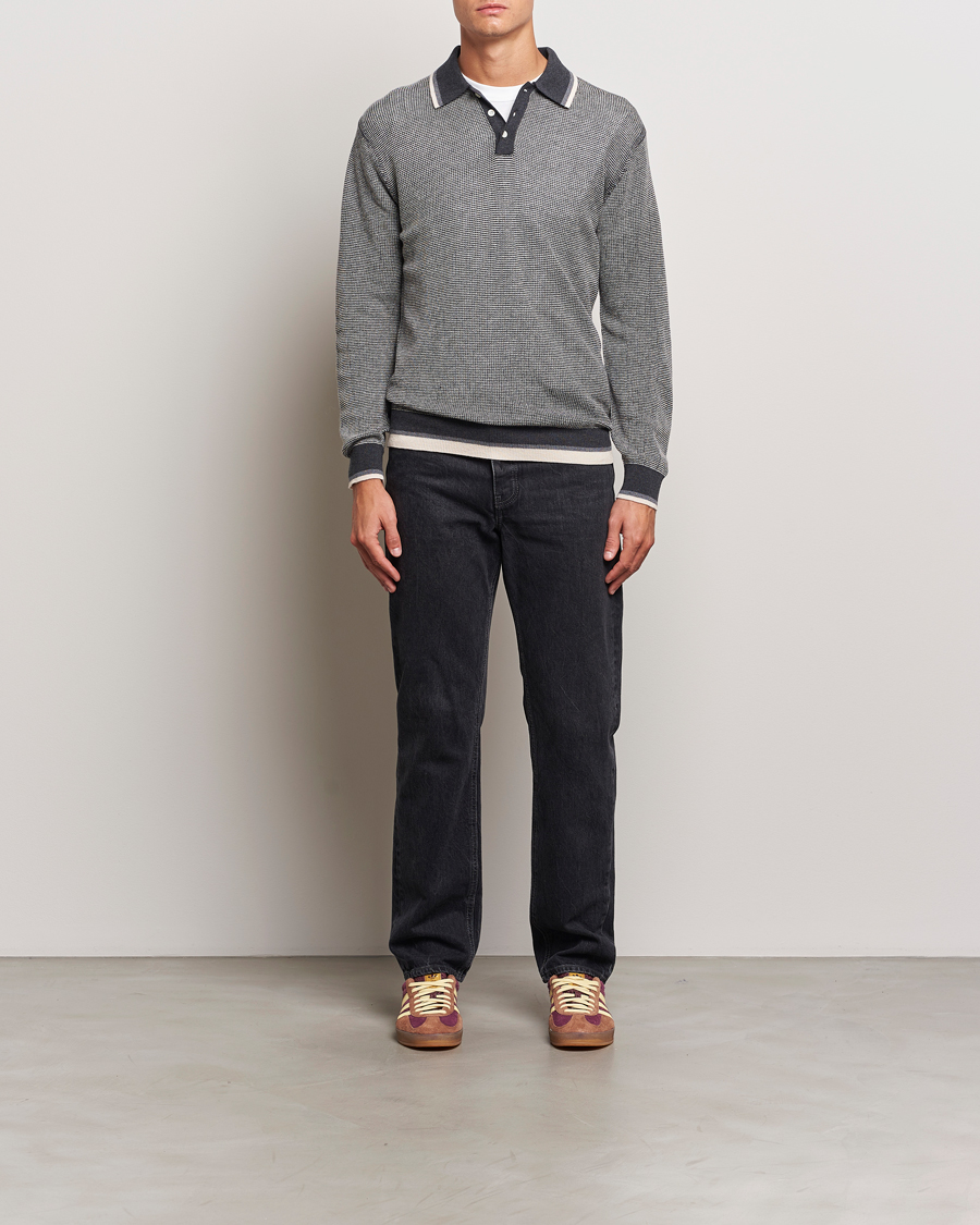 Herre | Gensere | BEAMS PLUS | Collar Line Knitted Polo Charcoal