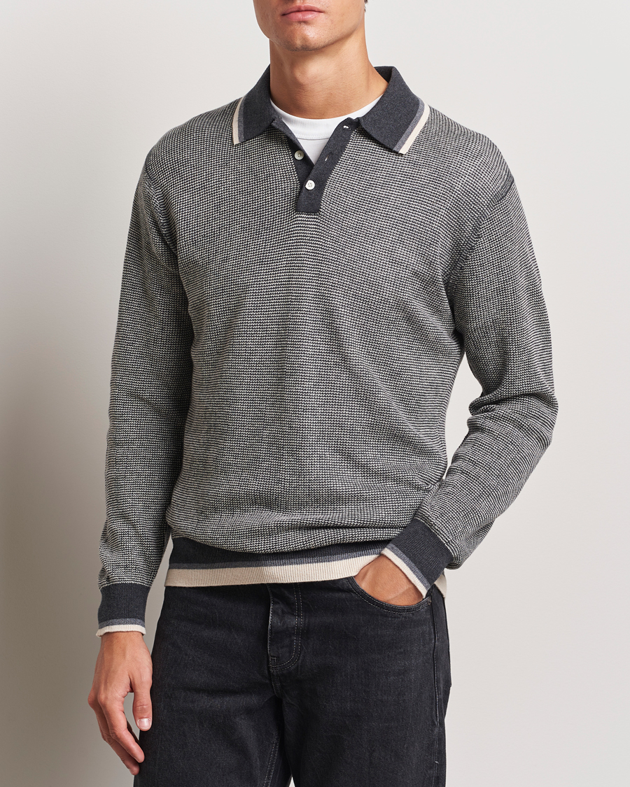 Herre | Gensere | BEAMS PLUS | Collar Line Knitted Polo Charcoal