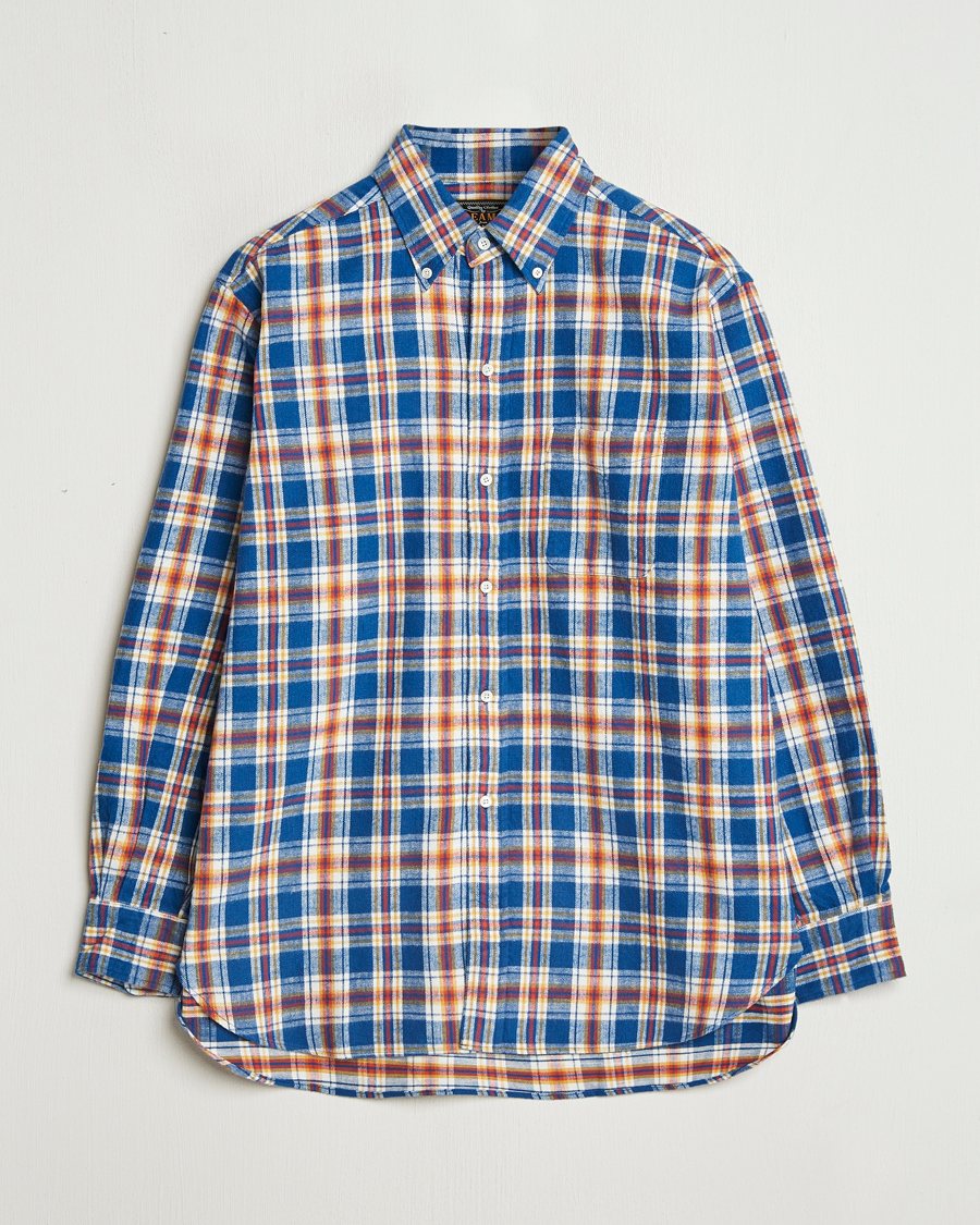 Herre | Skjorter | BEAMS PLUS | Brushed Flannel Button Down Shirt Blue