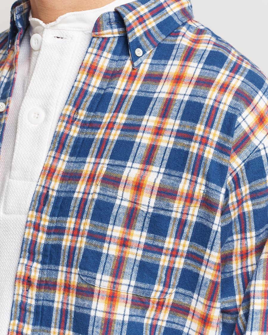 Herre | Skjorter | BEAMS PLUS | Brushed Flannel Button Down Shirt Blue