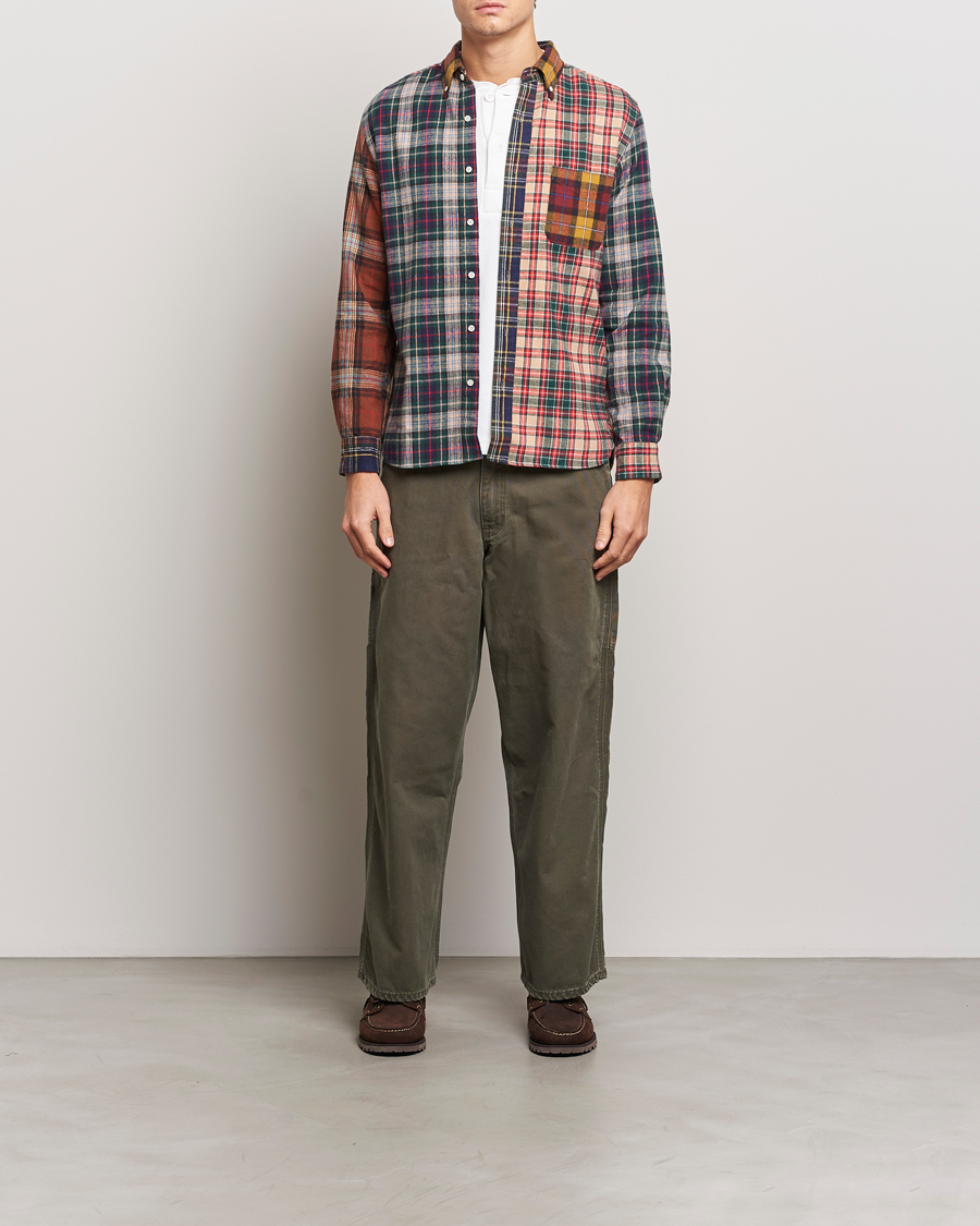 Herre | Skjorter | BEAMS PLUS | Patchwork Flannel Button Down Shirt Mustard Multi