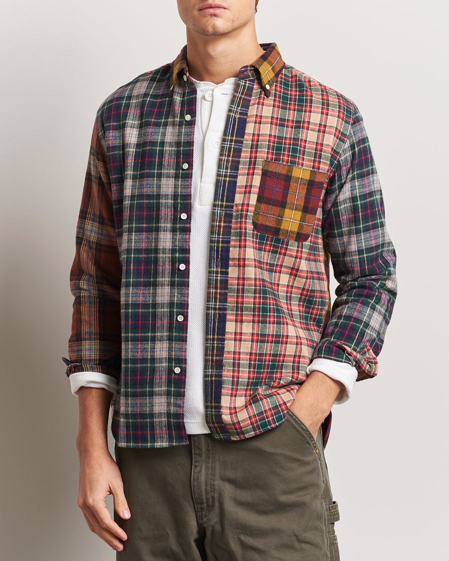 Herre | Skjorter | BEAMS PLUS | Patchwork Flannel Button Down Shirt Mustard Multi