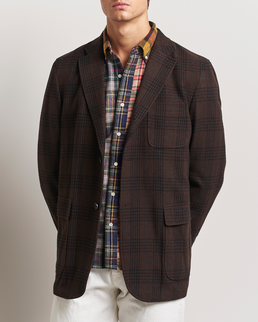 Herre | Dressjakker | BEAMS PLUS | Wool Plaid Blazer Dark Brown