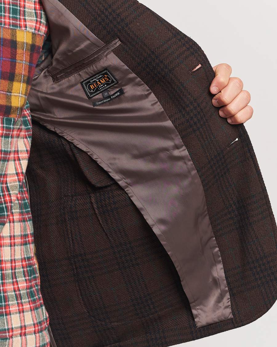 Herre | Dressjakker | BEAMS PLUS | Wool Plaid Blazer Dark Brown
