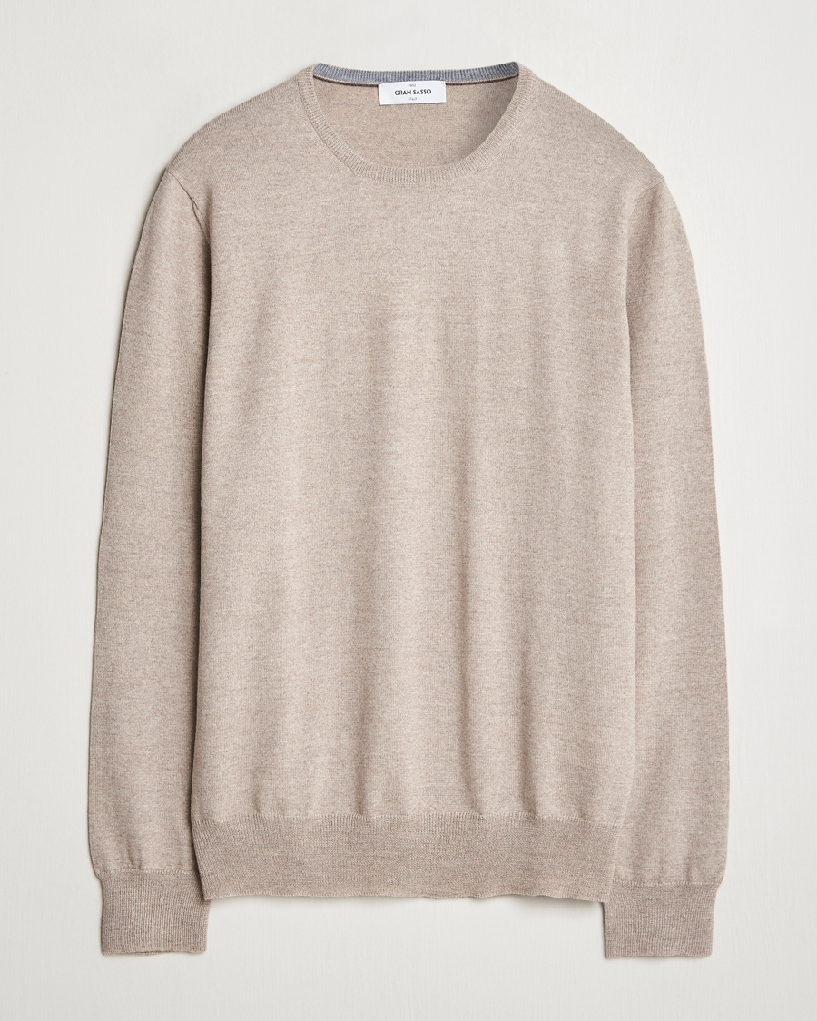 Herre | Gensere | Gran Sasso | Merino Fashion Fit Crew Neck Pullover Light Beige