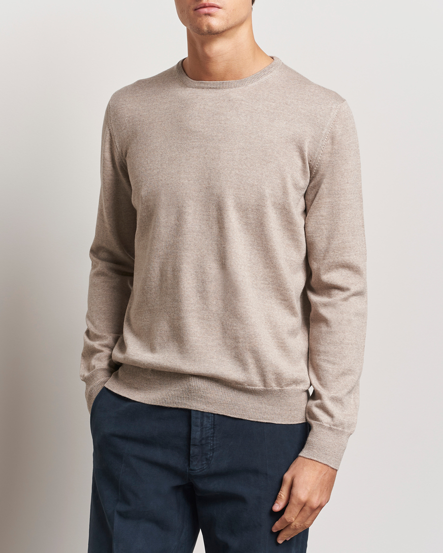 Herre | Gensere | Gran Sasso | Merino Fashion Fit Crew Neck Pullover Light Beige