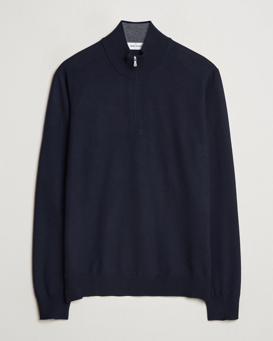 Herre | Gensere | Gran Sasso | Merino Fashion Fit Half Zip Navy