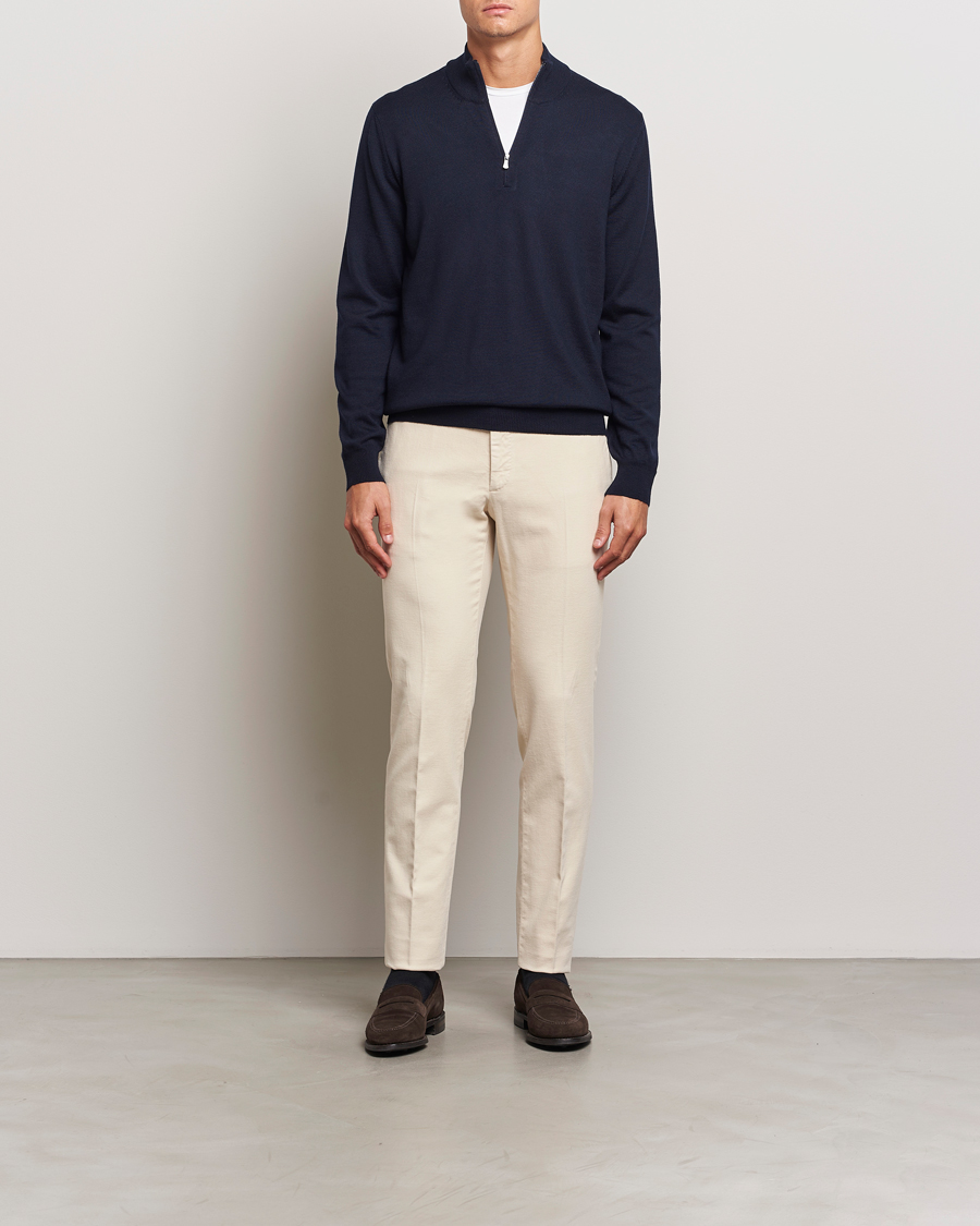 Herre | Gensere | Gran Sasso | Merino Fashion Fit Half Zip Navy