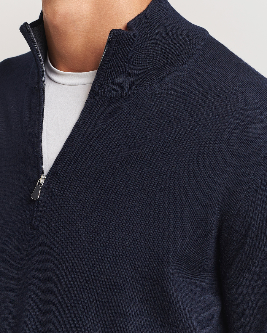 Herre | Gensere | Gran Sasso | Merino Fashion Fit Half Zip Navy
