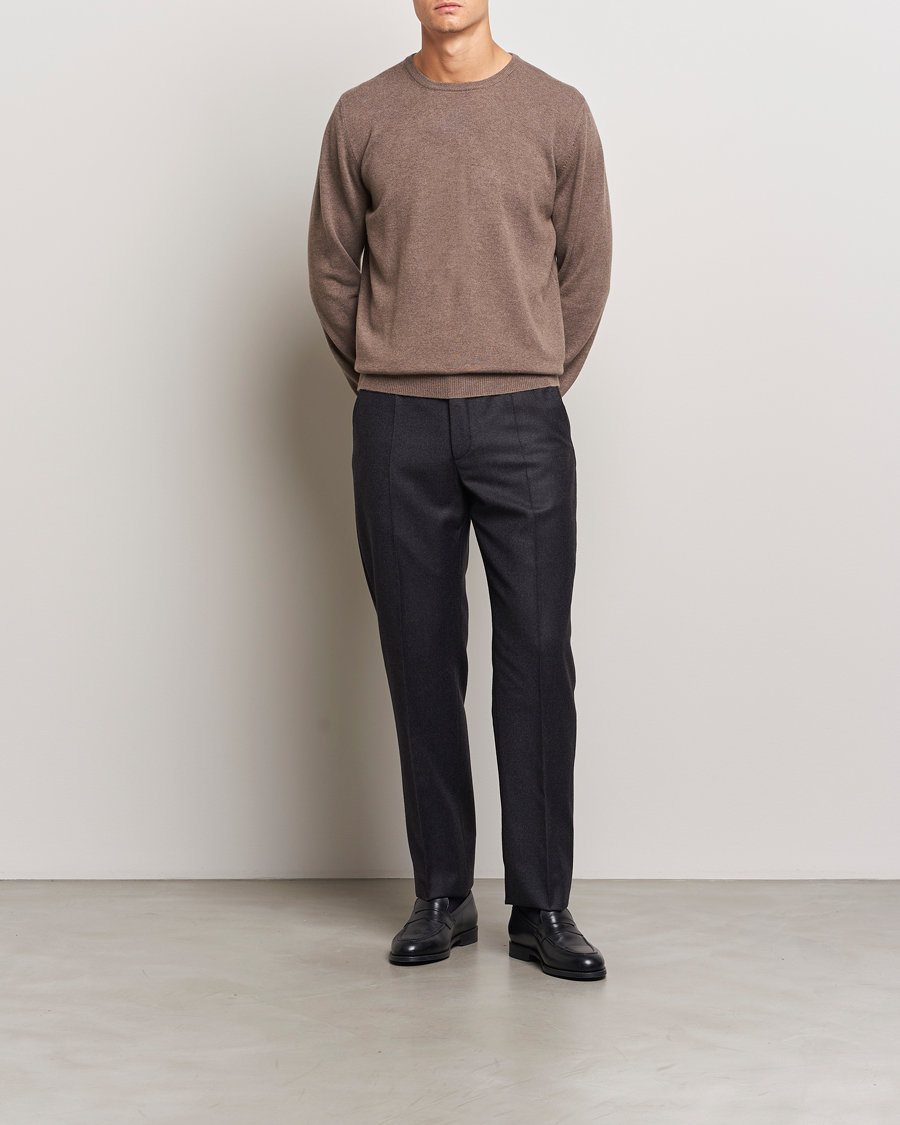 Herre | Gensere | Gran Sasso | Wool/Cashmere Crew Neck Light Brown