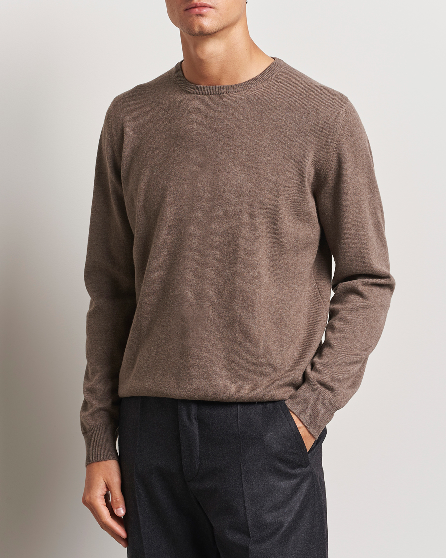 Herre | Gensere | Gran Sasso | Wool/Cashmere Crew Neck Light Brown