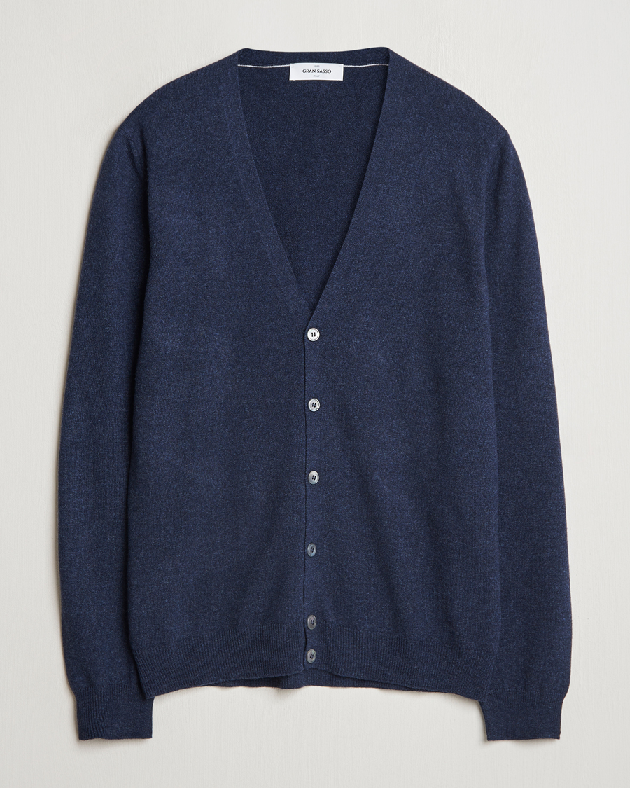 Herre | Gensere | Gran Sasso | Wool/Cashmere Cardigan Navy Melange