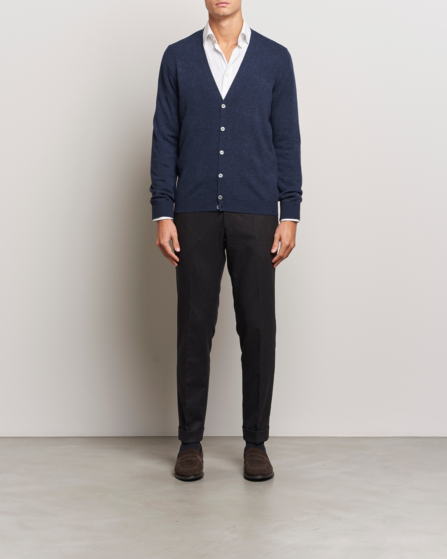 Herre | Gensere | Gran Sasso | Wool/Cashmere Cardigan Navy Melange