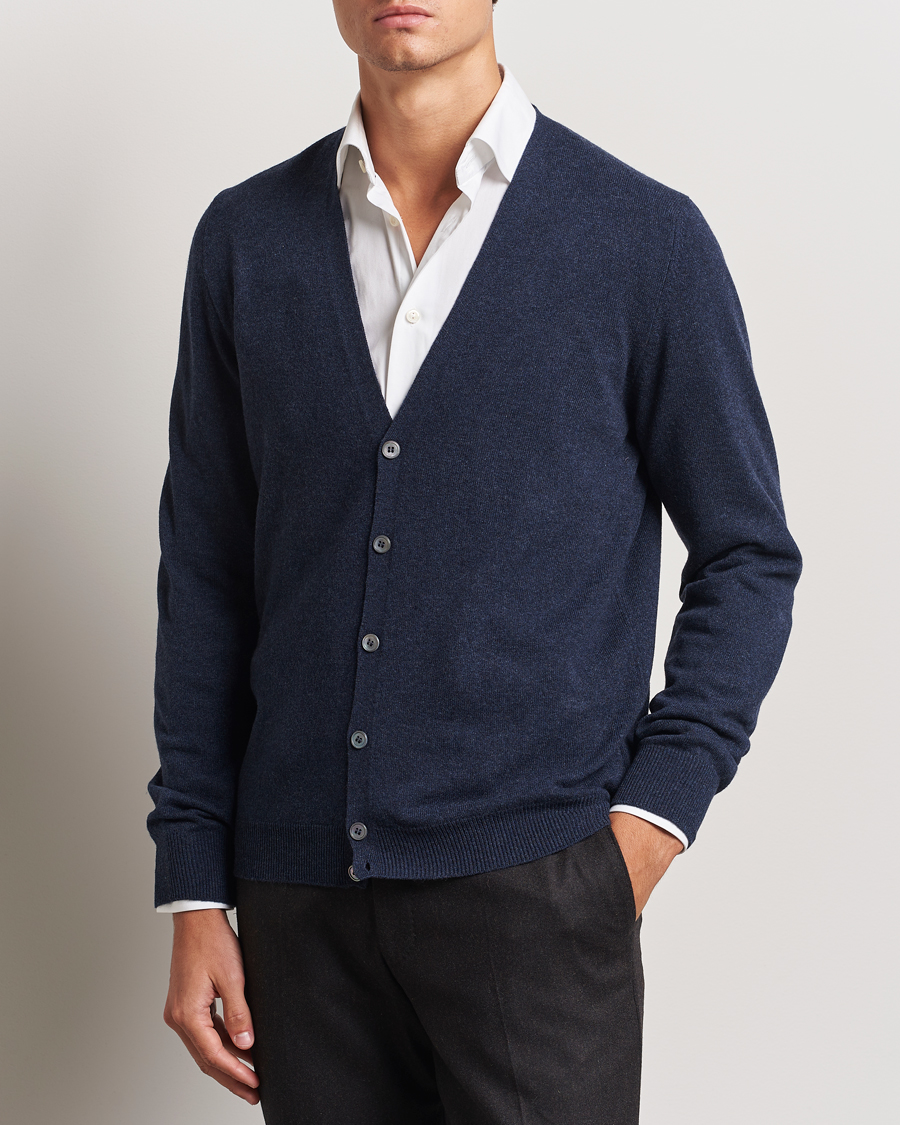 Herre | Gensere | Gran Sasso | Wool/Cashmere Cardigan Navy Melange