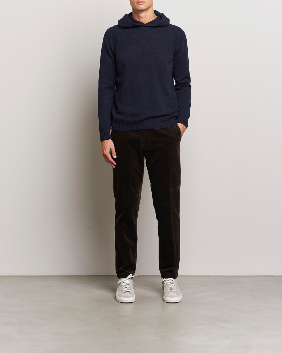 Herre | Gensere | Gran Sasso | Wool Hoodie Navy
