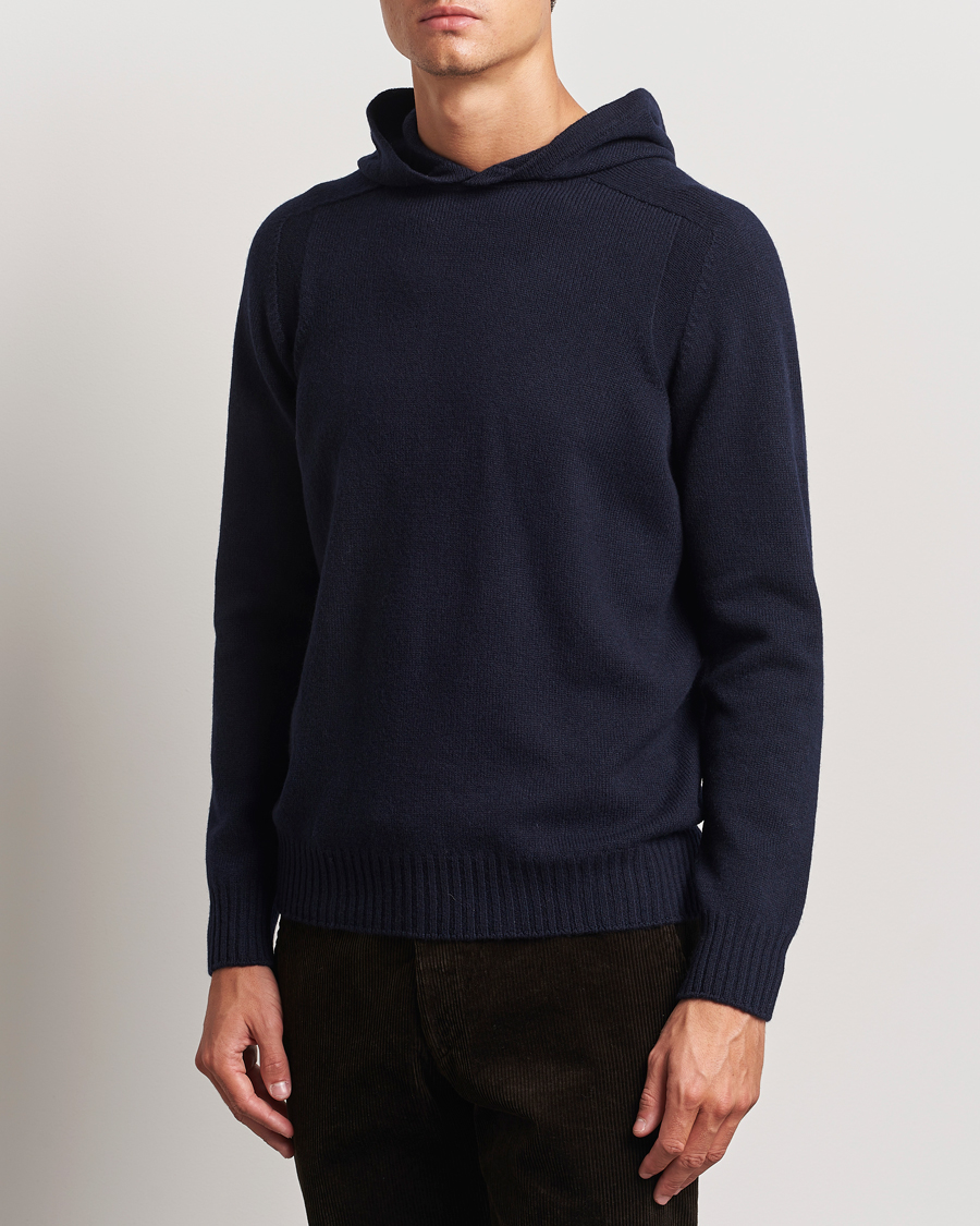 Herre | Gensere | Gran Sasso | Wool Hoodie Navy