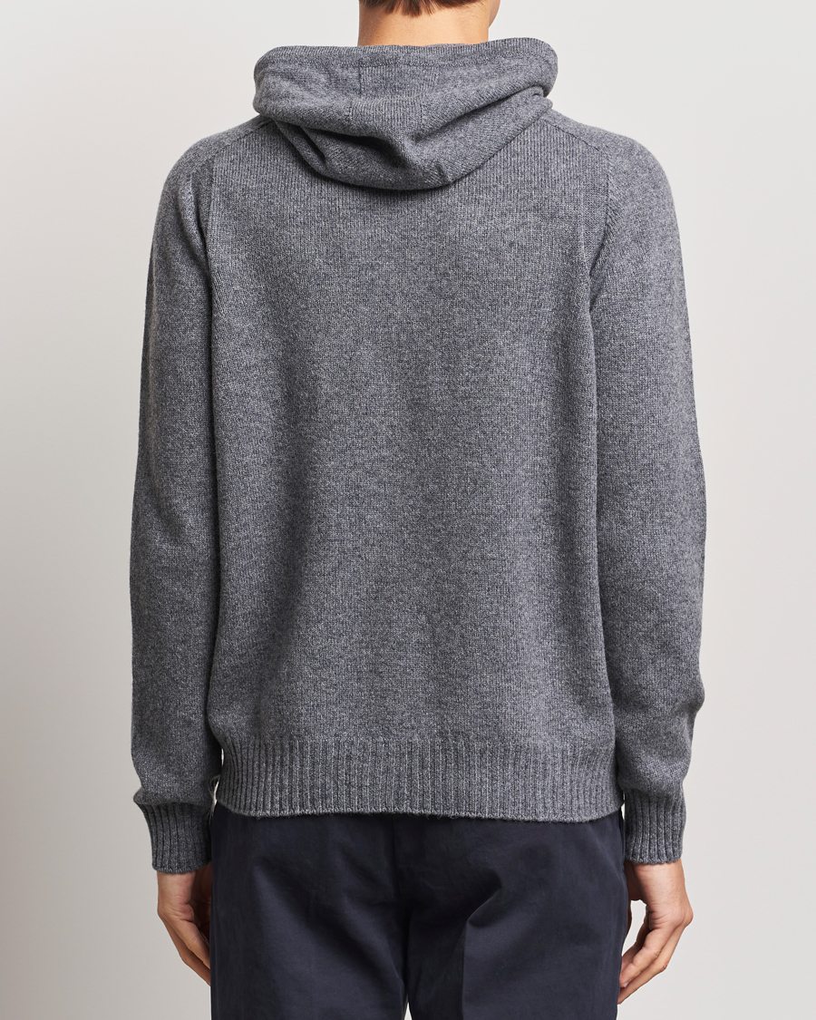 Herre | Gensere | Gran Sasso | Full Zip Wool Hoodie Grey Melange