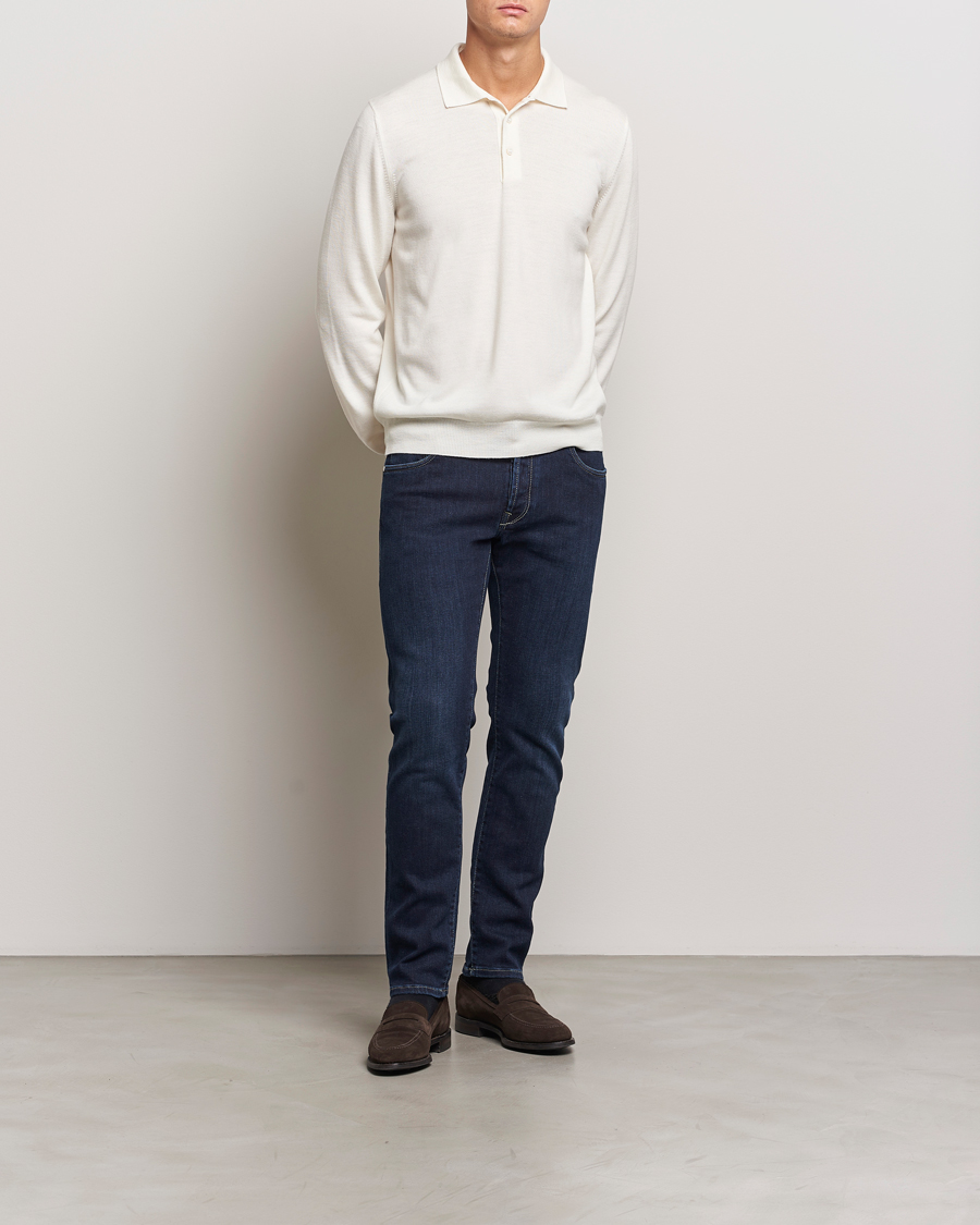 Herre | Gensere | Gran Sasso | Merino Fashion Fit Polo Cream